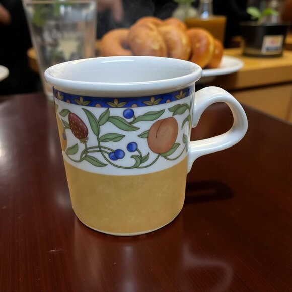 Dansk Fiance Fruits Mug Coffee Tea Orange Band Thailand EXC Sturdy 4" Tall - Picture 2 of 4